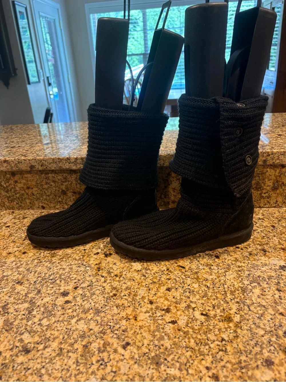 UGG black Classic Cardi sweater boots shearling footbed 7